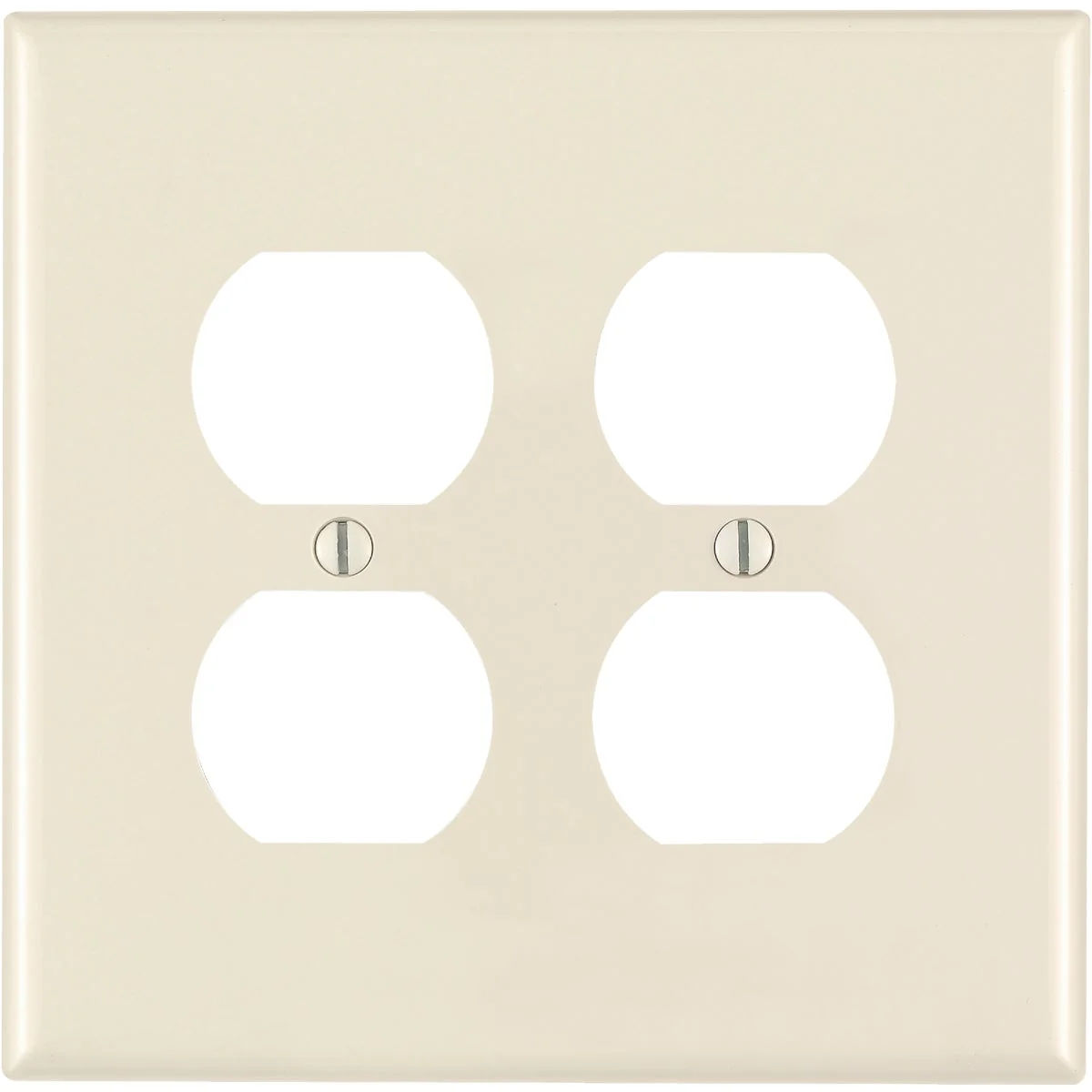 Contemporary Leviton Mid-Way 2-Gang Thermoplastic Nylon Outlet Wall Plate Light Almond Solid