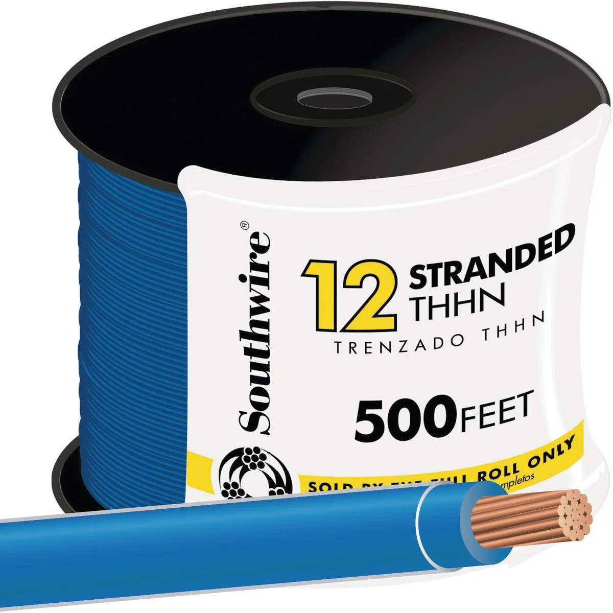 Pure Southwire 500 Ft. 12 AWG Stranded Blue THHN Electrical Wire Reusable