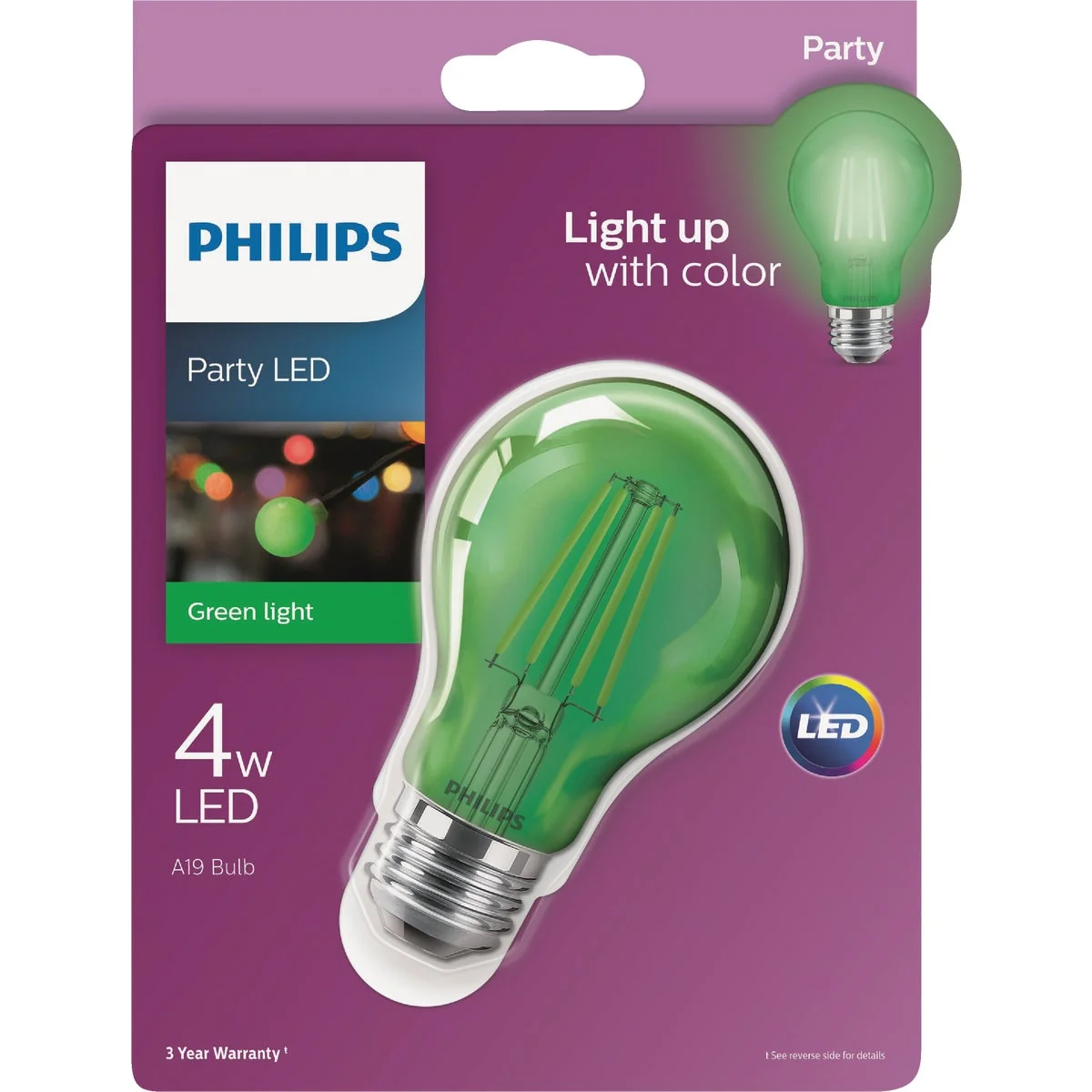 Premium Philips Green A19 Medium 4W Indoor Outdoor LED Decorative Party Light Bulb Relaxed