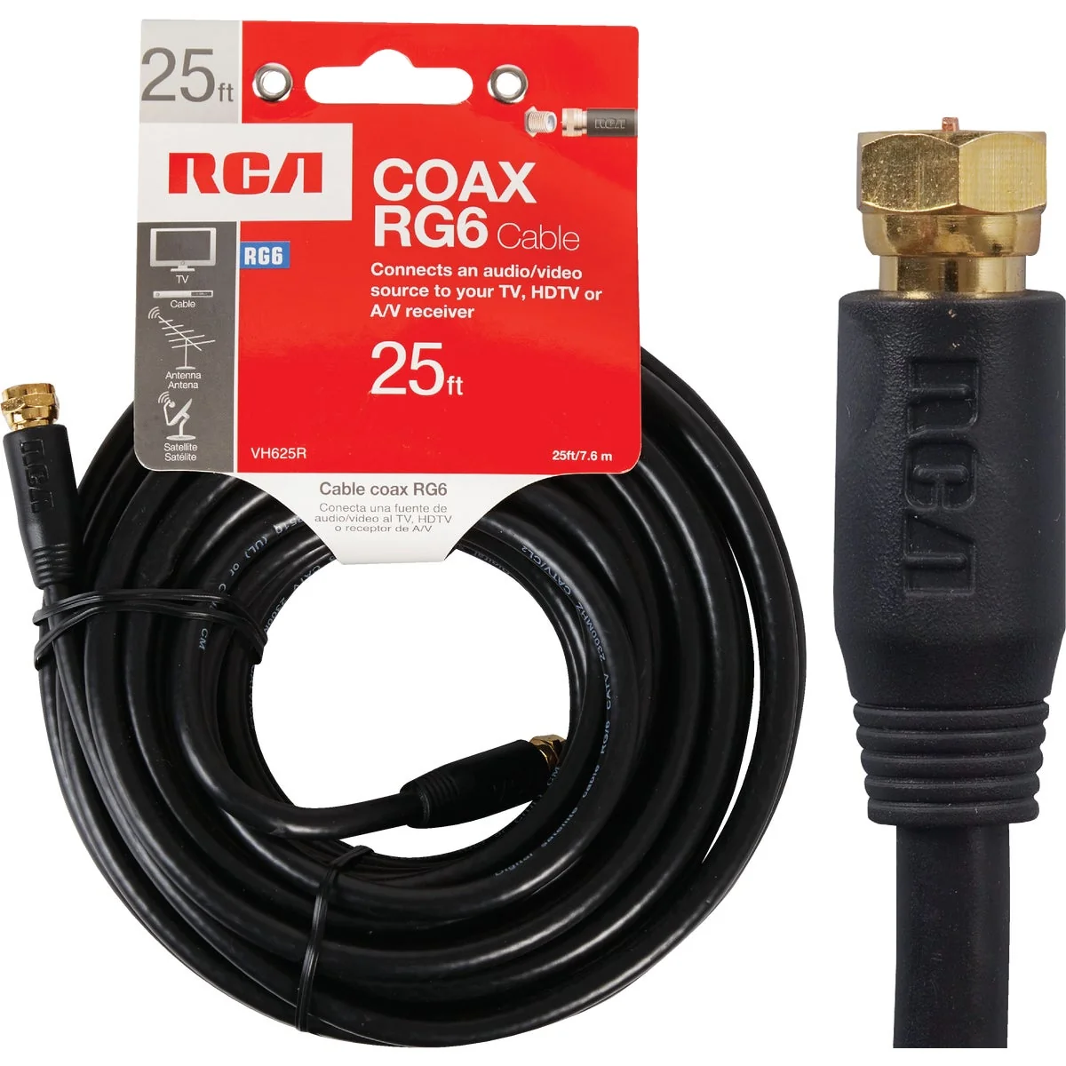 Quality RCA 25 Ft. Black Digital RG6 Coaxial Cable Breathable
