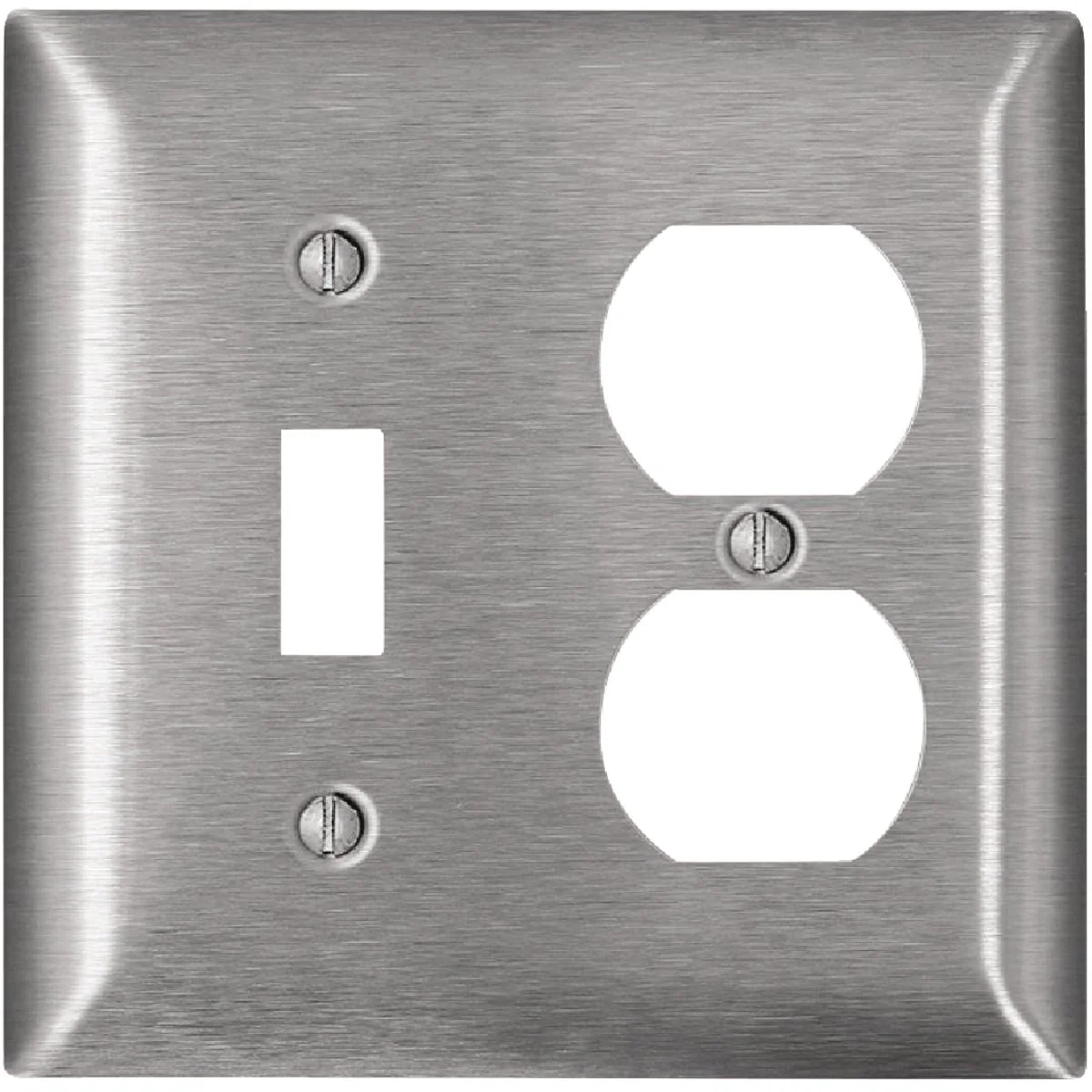 Fine Leviton 2-Gang Stainless Steel Single Toggle Duplex Magnetic C-Series Wall Plate Stainless Steel Durable