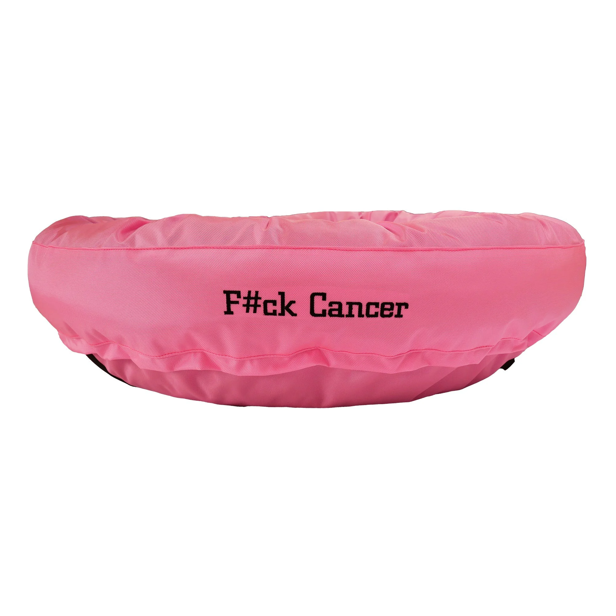 Green Dog Bed - Round Bolstered Armor™ 'F ck Cancer' Relaxed