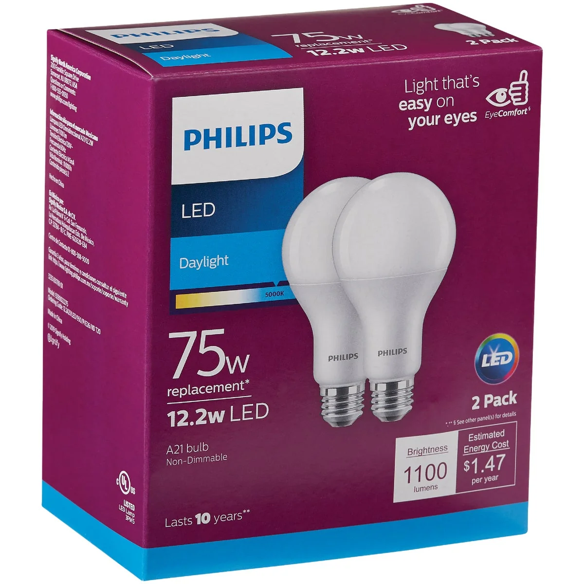 Soft Philips 75W Equivalent Daylight A21 Medium LED Light Bulb 2-Pack Luxury