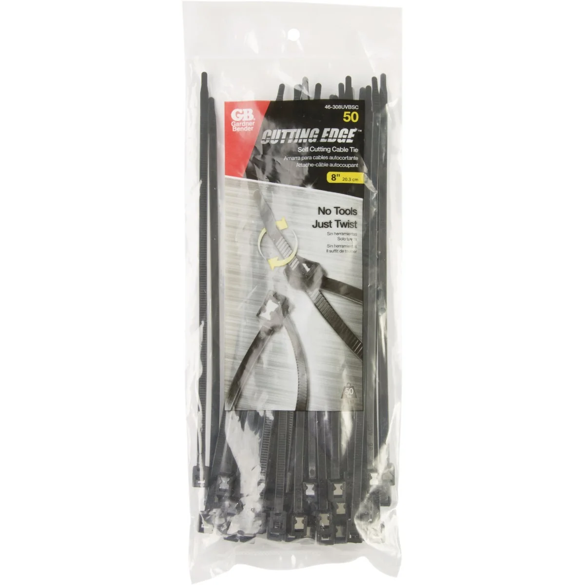 Responsible Gardner Bender Cutting Edge 8 In. Black Nylon Self-Cutting Cable Tie 50-Pack Official