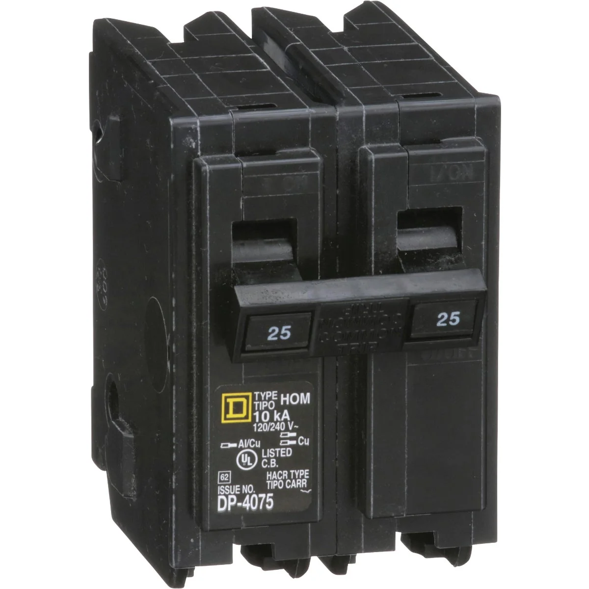 Luxury Square D Homeline 25A Double-Pole Standard Trip Circuit Breaker Elite