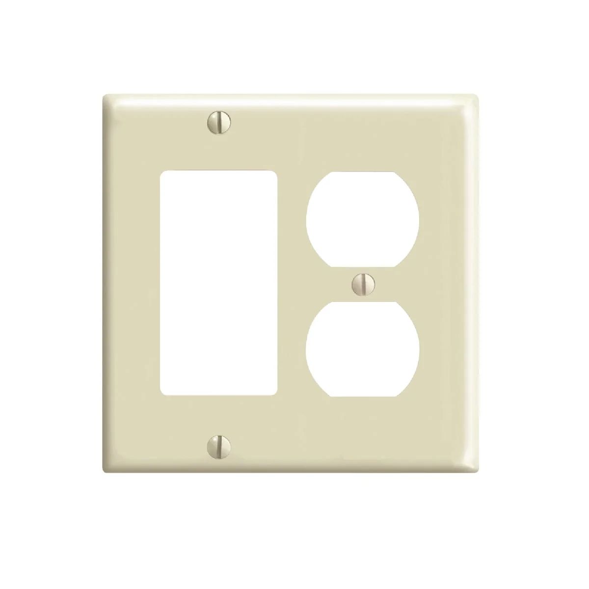 Healthy Leviton 2-Gang Smooth Plastic Single Rocker Duplex Outlet Wall Plate Ivory Modern