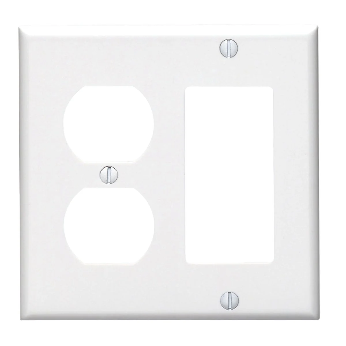Official Leviton 2-Gang Smooth Plastic Single Rocker Duplex Outlet Wall Plate White Stylish