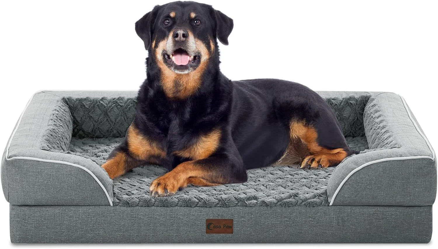 Convenient Orthopedic Waterproof Dog Bed for Extra Large Dogs Memory Foam XL Dog Bed with Sides Egg-Crate Foam and Non-Slip Bottom Jumbo Dogs Couch Beds with Washable Removable Cover Jumbo Grey World-Class