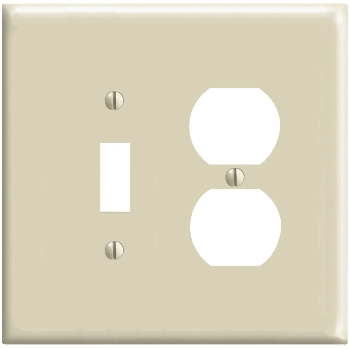 Original Leviton Mid-Way 2-Gang Thermoplastic Nylon Single Toggle Duplex Outlet Wall Plate Ivory Traditional