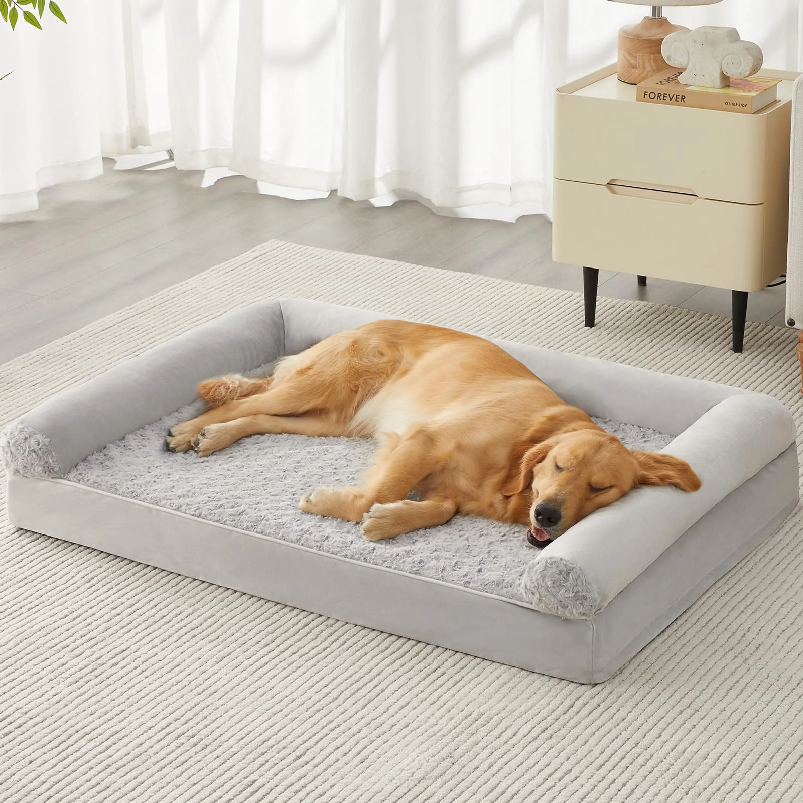 Easy-to-Use BFPETHOME Orthopedic Dog Bed for Large Dogs — Waterproof Washable Cover U-Shaped Support Sophisticated