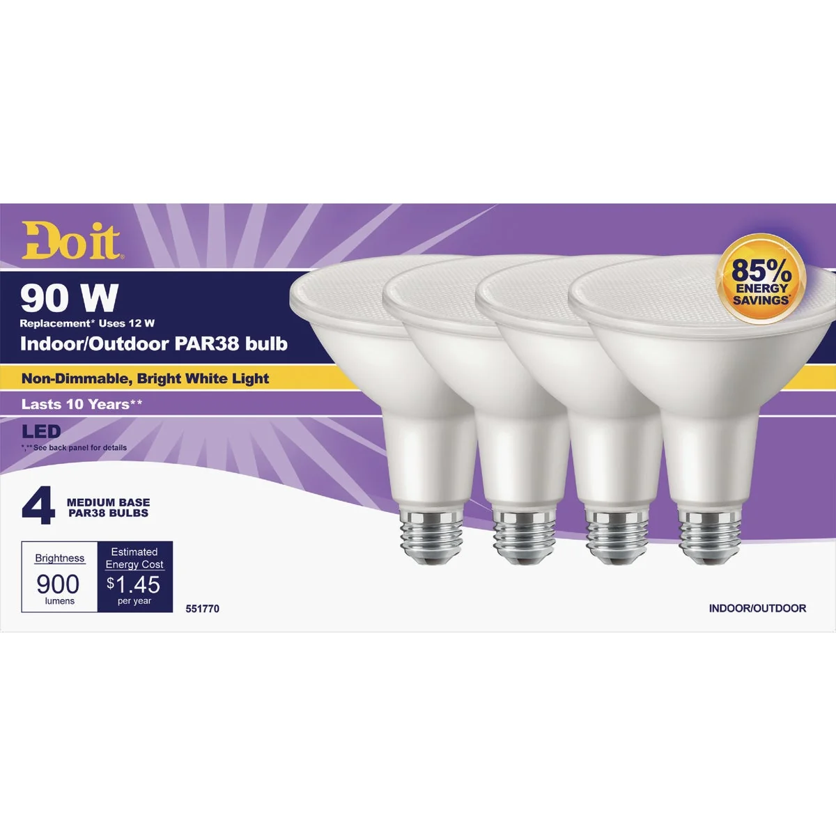 Responsible Do it 90W Equivalent Bright White PAR38 Medium LED Floodlight Light Bulb 4-Pack Reusable