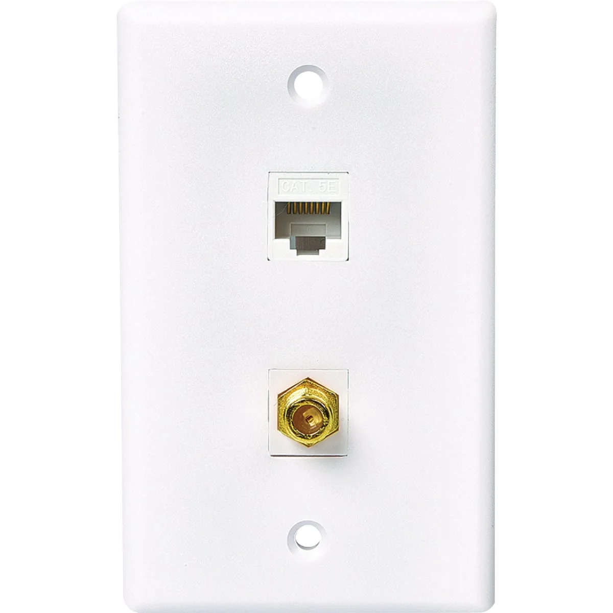 Effective RCA White Flush Mount Plastic CAT 5E 6 Data Coax Wall Jack Pure
