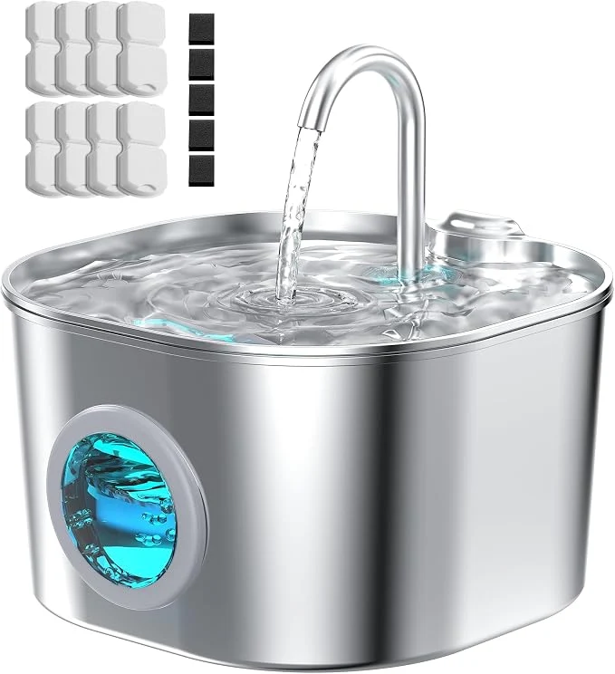 High-Performance Cat Water Fountain with 8 Filters 5 Sponges Small Pet Waterer Dispenser Fast