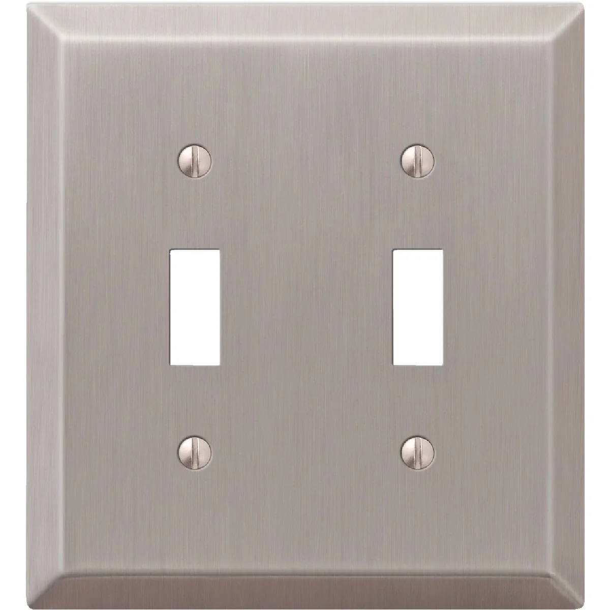 Modern Amerelle 2-Gang Stamped Steel Toggle Switch Wall Plate Brushed Nickel Durable