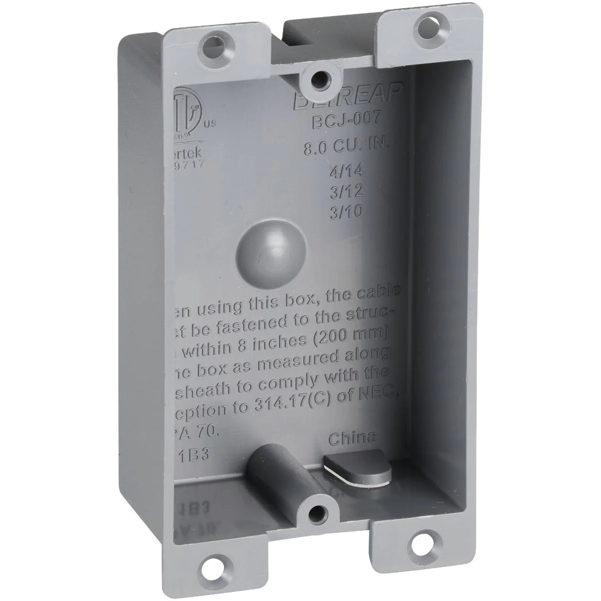 Healthy 1-Gang PVC Molded Old Work Wall Electrical Box 8 Cu. In. Natural