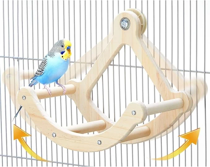 Refined Bird Perch Toy Interactive Rocking Parakeet Toys and Perches Wooden Exercise Exceptional