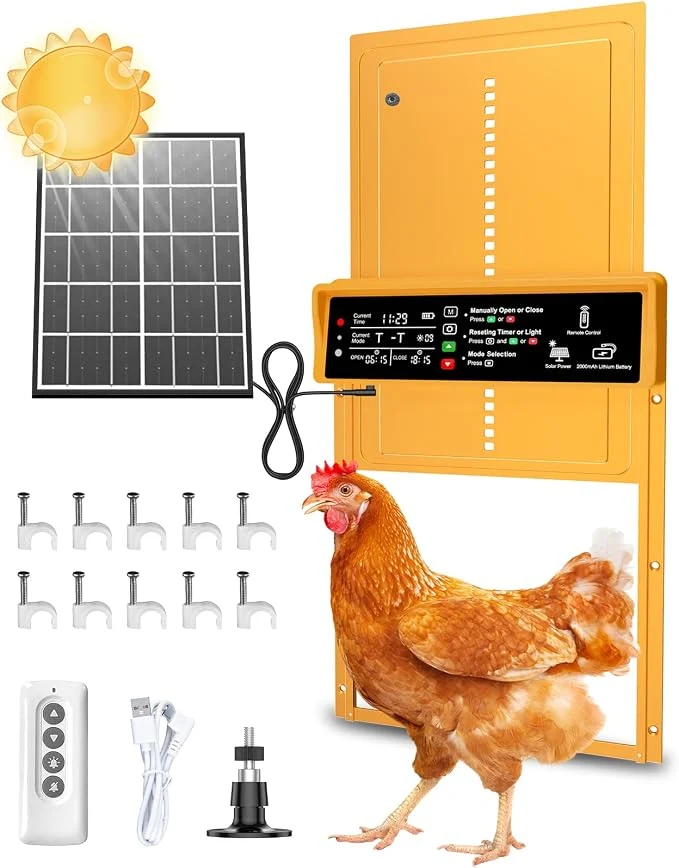 High-Performance 2025 Upgrade 7W Solar Power Chicken Door Pet Deluxe Automatic Chicken Coop Door Outstanding