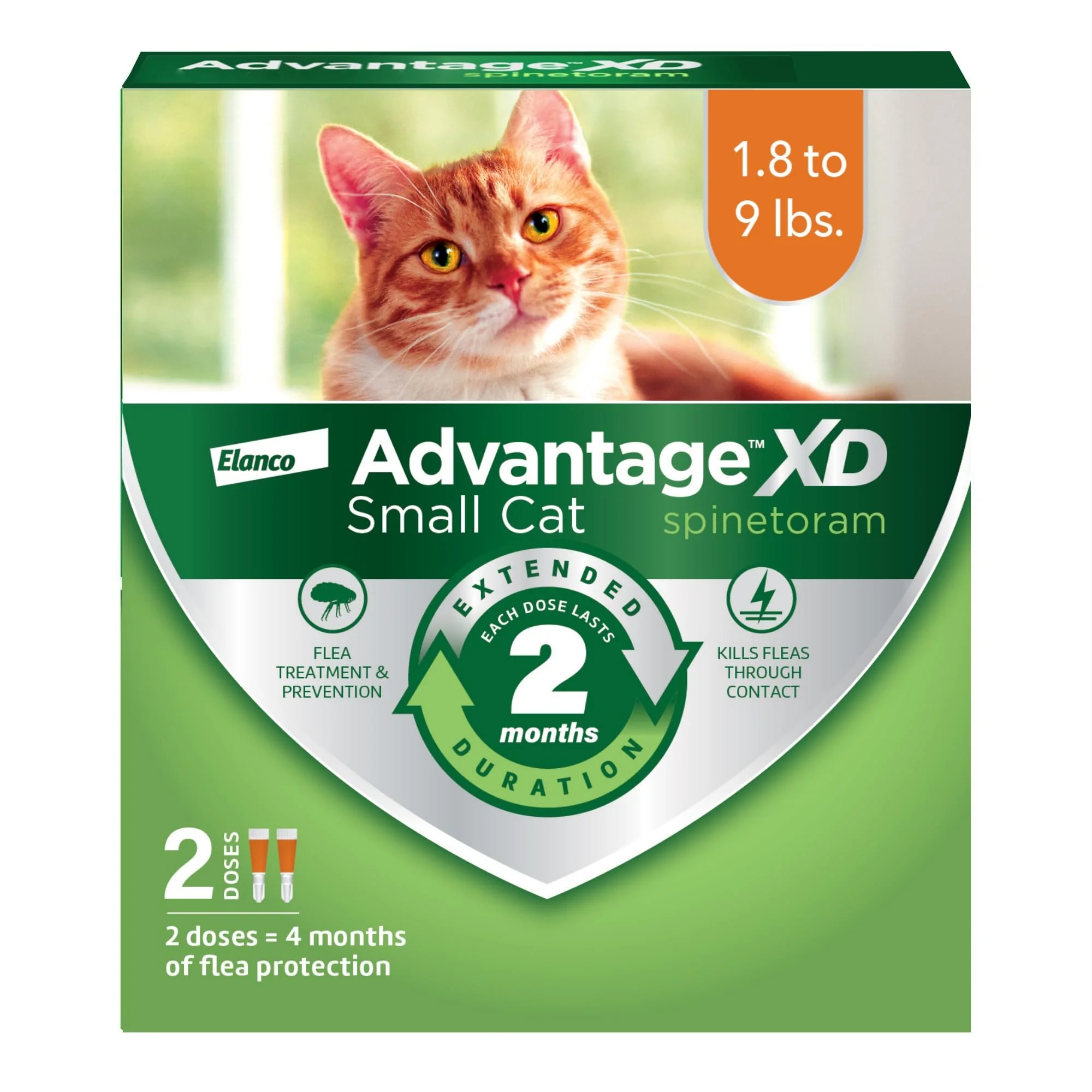 Premium Advantage XD Small Cat Flea Prevention Treatment 1.8–9 lb 2 Topical Doses 2 Months of Protection Per Dose Premium Material