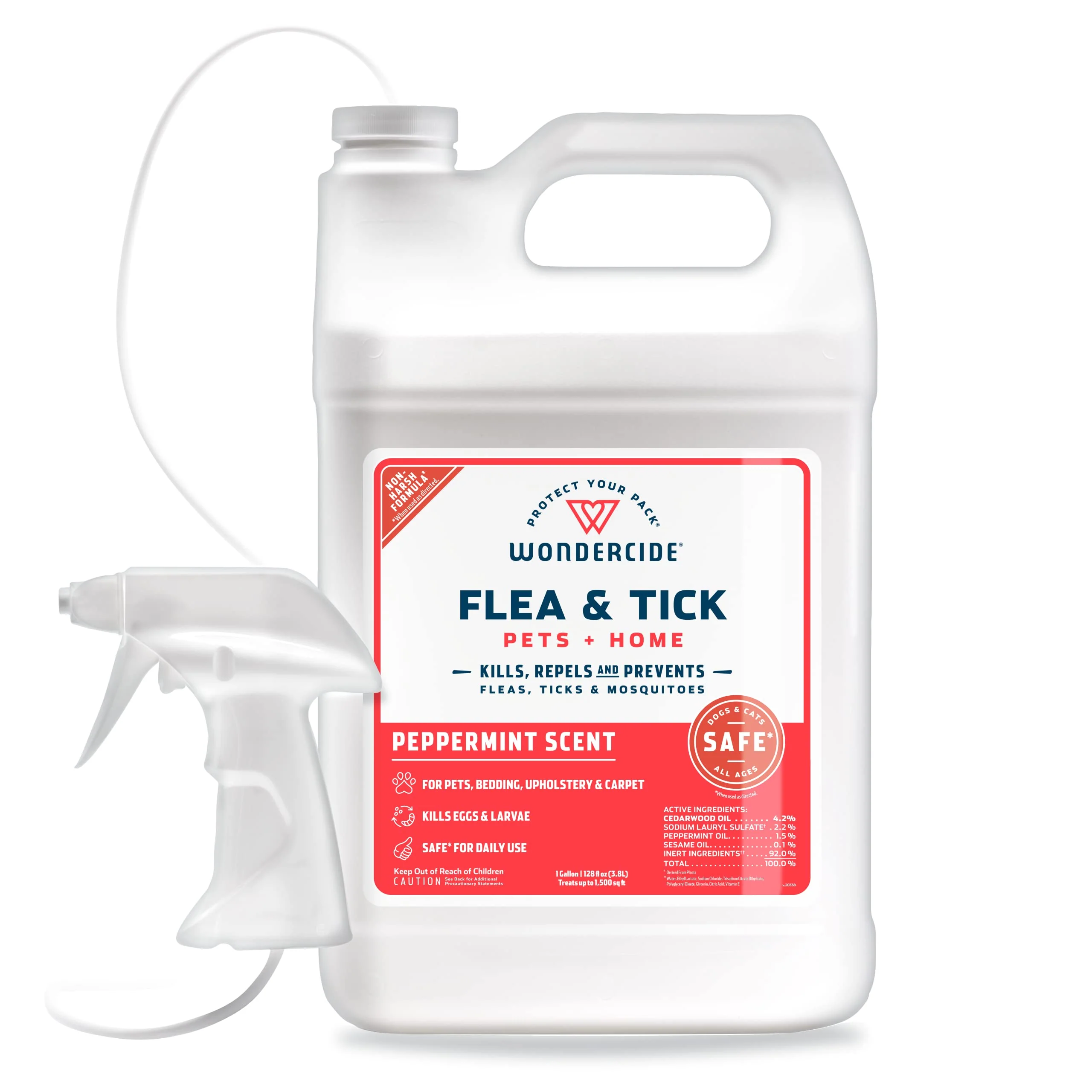 Specialty Wondercide Peppermint Flea Tick Mosquito Spray for Dogs Cats Home – 128 oz Secure
