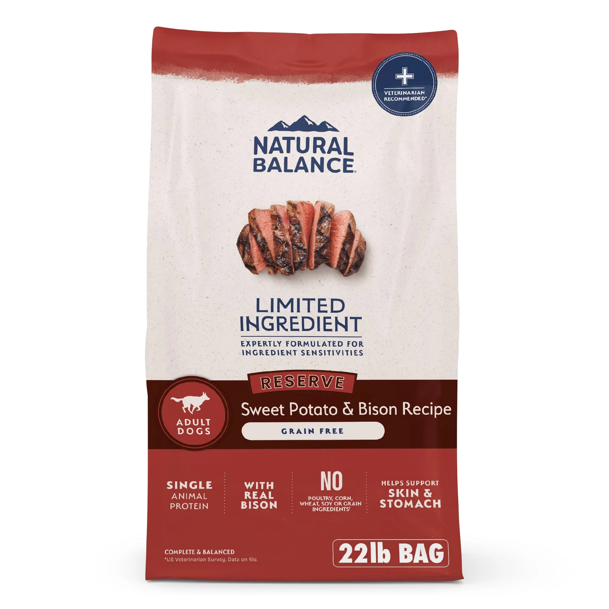 Luxury Natural Balance Reserve Sweet Potato Bison — Limited Ingredient Grain- Dry Dog Food 22 lb Responsible