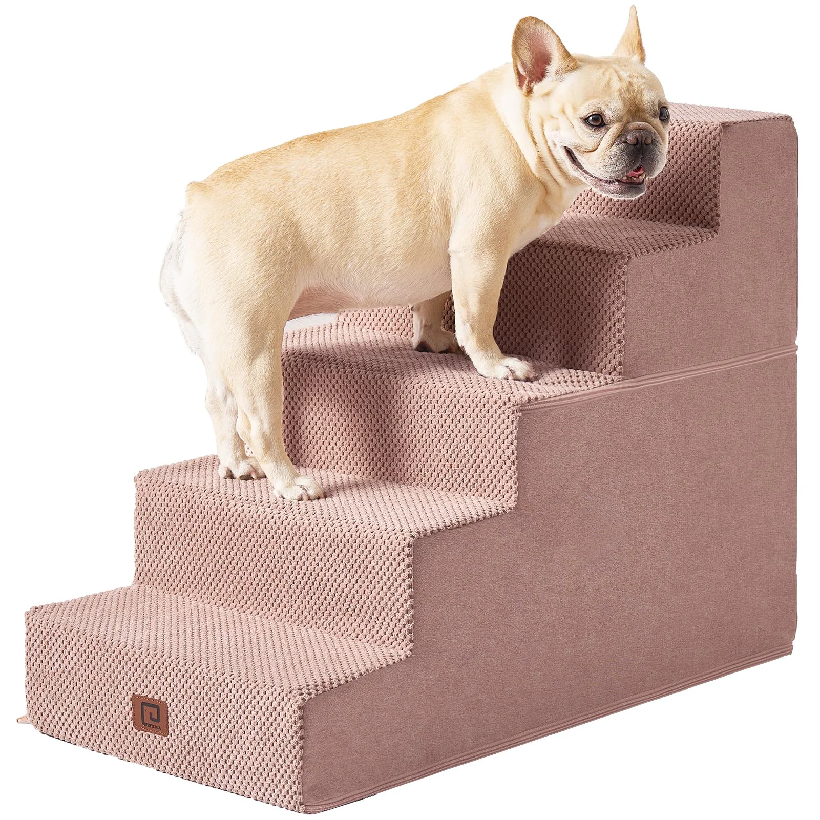 Reusable EHEYCIGA 5-Step Pink Dog Stairs for High Bed – 22.5in Non-Slip Foldable Original