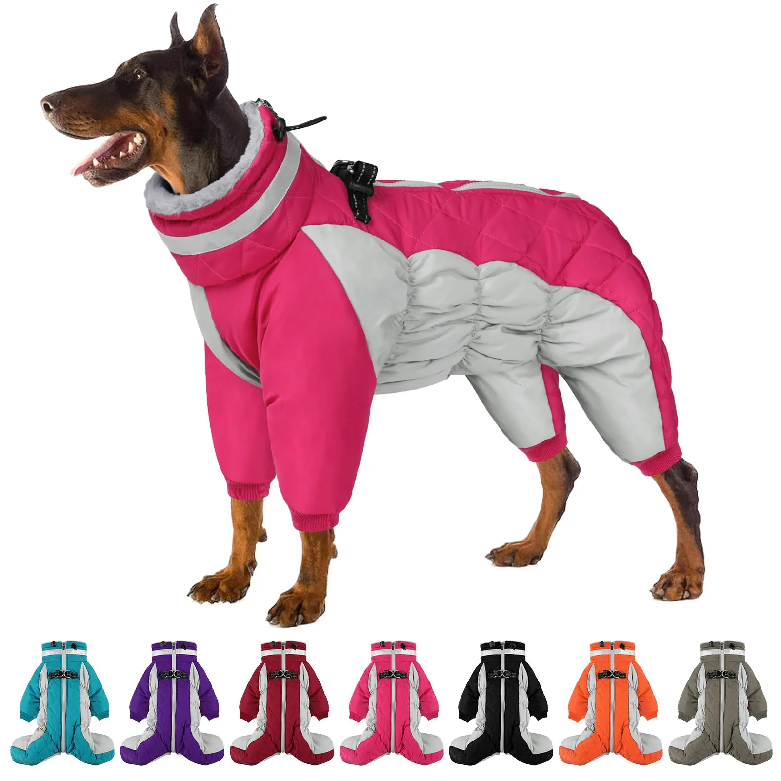 Proven SUNFURA Full Body Dog Coat - Warm Fleece Winter Jacket with Harness Reflective Windproof Puffer for Medium Dogs Hot Pink M Environmentally Friendly