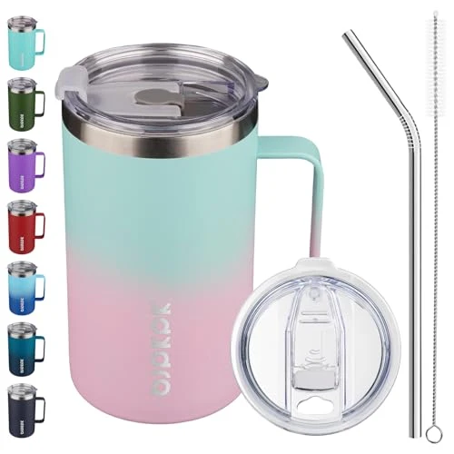 Durable 25oz Insulated Coffee Mug with Handle Green