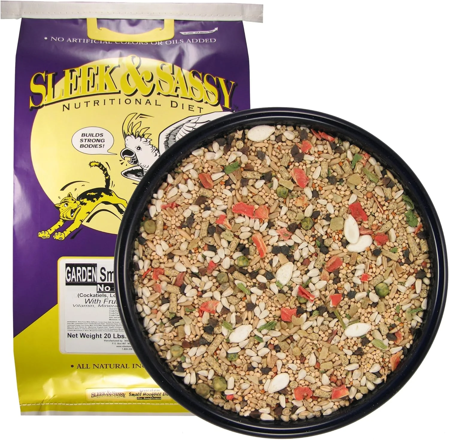 Luxury SLEEK SASSY Garden Small Hookbill No Sunflower Bird Food for Lovebirds Cockatiels Quaker Parrots Small Conures 20 lbs. Classic