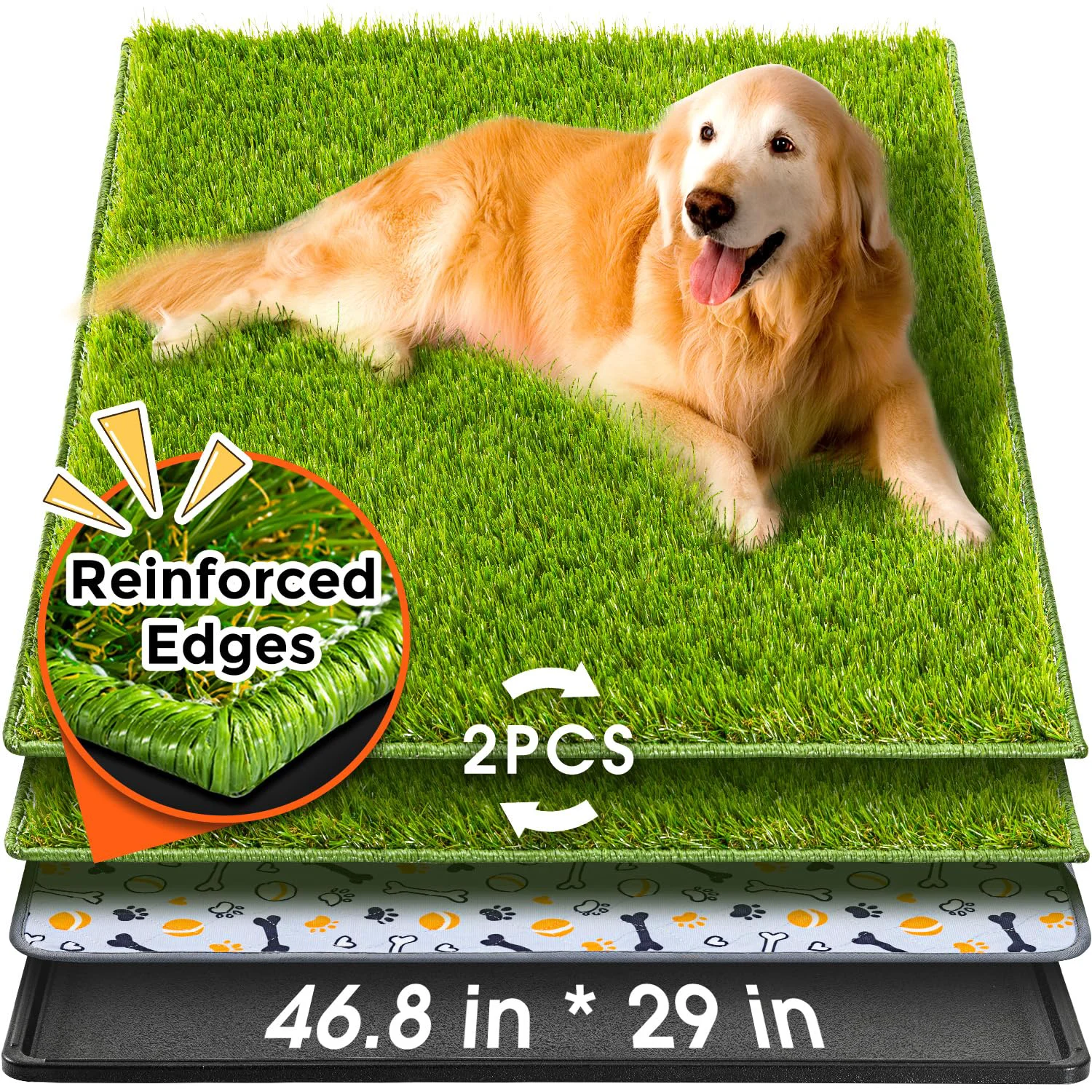 Reliable Hompet Dog Grass Pad with Tray Large – 46.8 x 29 in Indoor Outdoor Potty Healthy