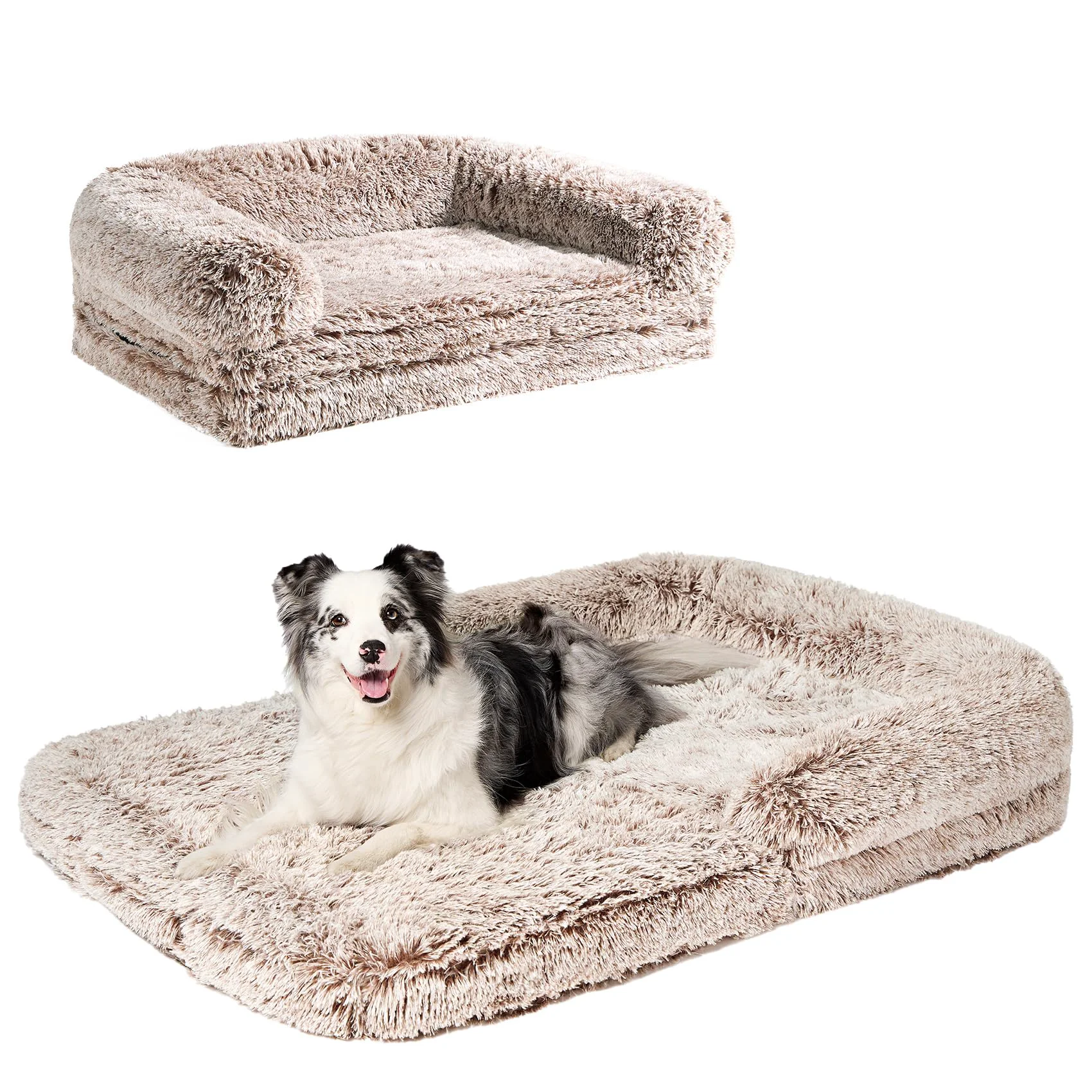 Traditional EHEYCIGA Foldable XXL Dog Bed - 54x38x7.5 in Faux Fur Memory Foam Expertly Made