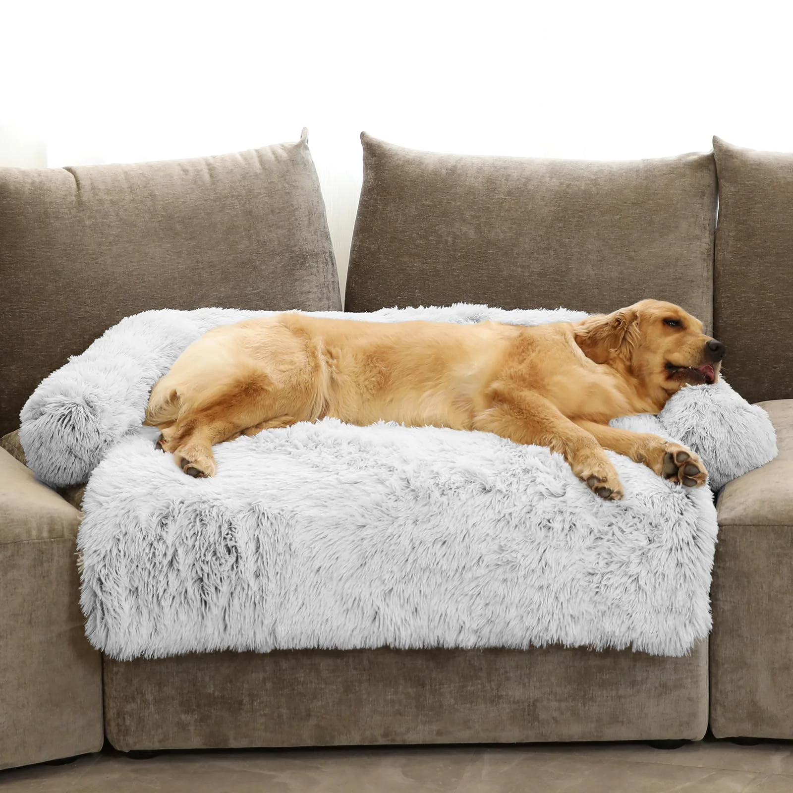 First-Class GGIB Calming Dog Bed – Extra Large 53x39x6 in Plush Mat with Removable Washable Cover Light Grey Innovative