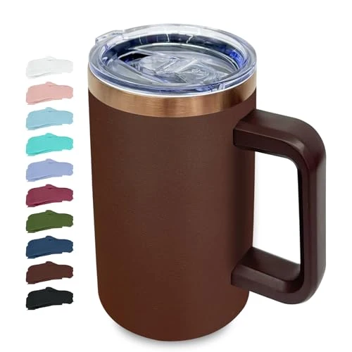 Exceptional 22oz Insulated Coffee Mug Bulk with Handle and Lid Brown Carefully Designed