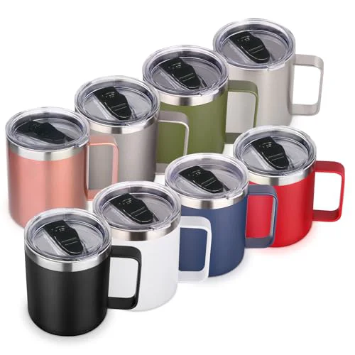 Healthy 14oz Insulated Stainless Steel Coffee Mug with Lid Bulk 8 Pack 8 Count Versatile