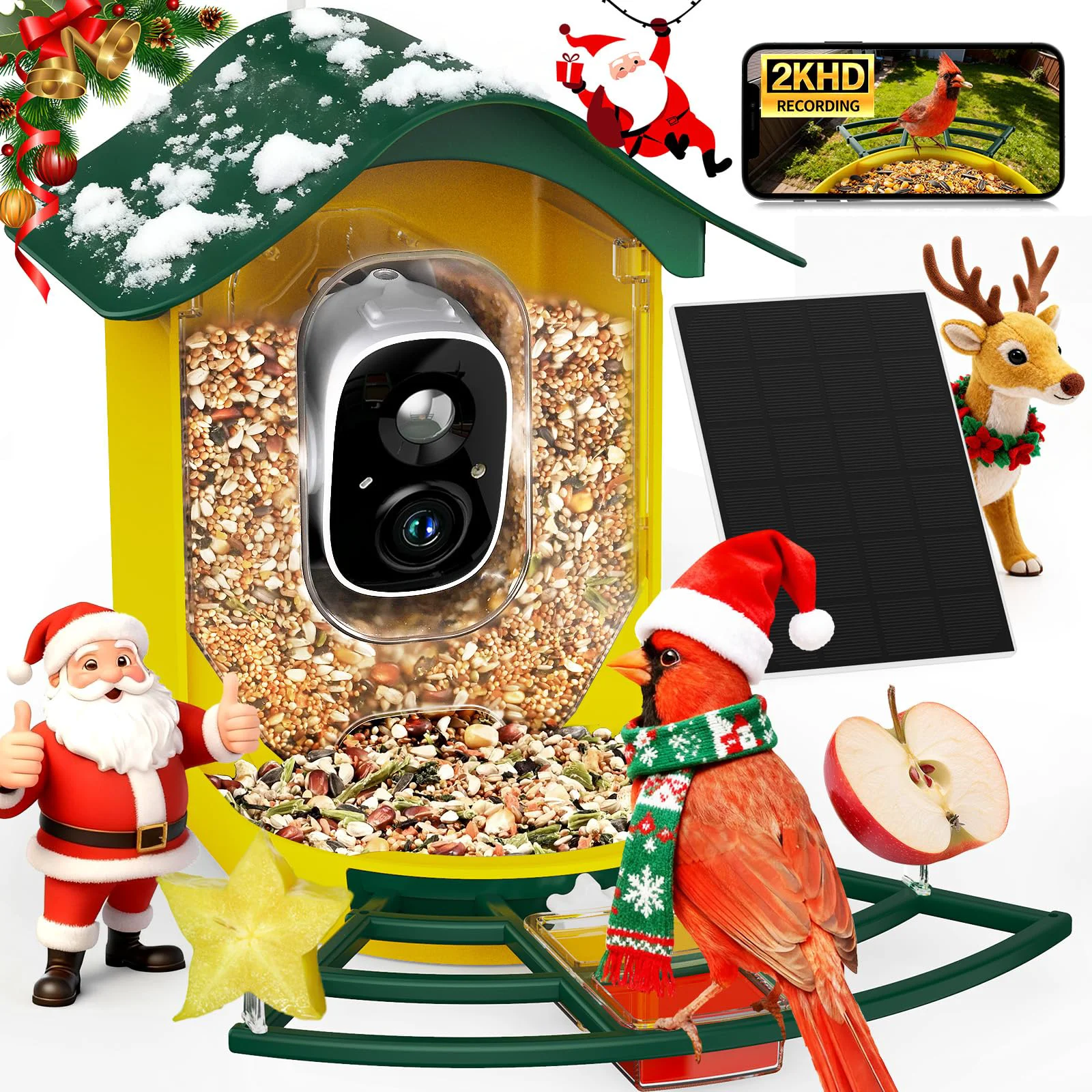 Exceptional PeckCam Smart Bird Feeder with Camera – 2K HD Live View AI Bird ID Solar Power 4 Perch Attachments Elite
