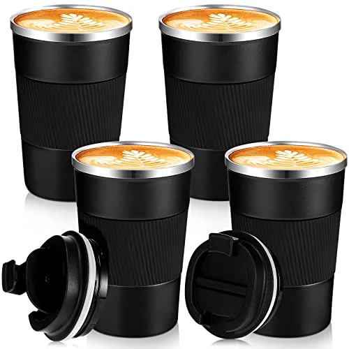 Traditional 4 Pack 16 oz Bulk Travel Coffee Mug with Lid Reusable Vacuum Insulated Coffee Tumbler Double Wall Thermal Stainless Steel Camping Tea Cup for Christmas Winter Drinks Employee Gift Superior