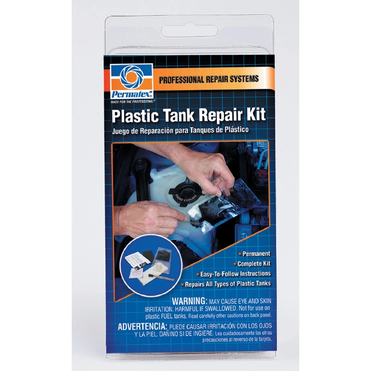 Reusable Permatex Plastic Tank Repair Kit Detailed