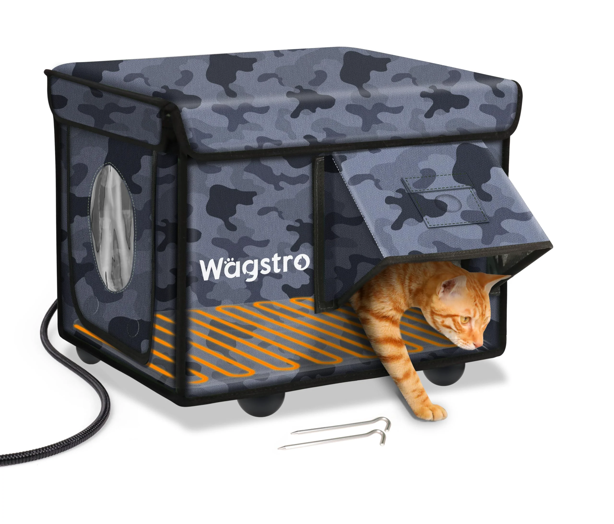 Flexible Wagstro Heated Outdoor Cat House — Waterproof Insulated Shelter with Escape Door Convenient