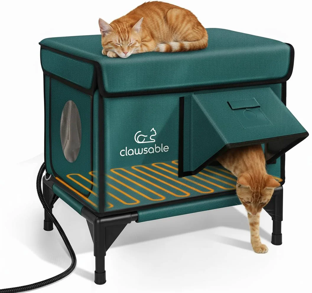 Green rolimate Indestructible Heated Cat House for Outside Winter VisaMastercardMaestroApple PayDiscoverShop Pay Excellent