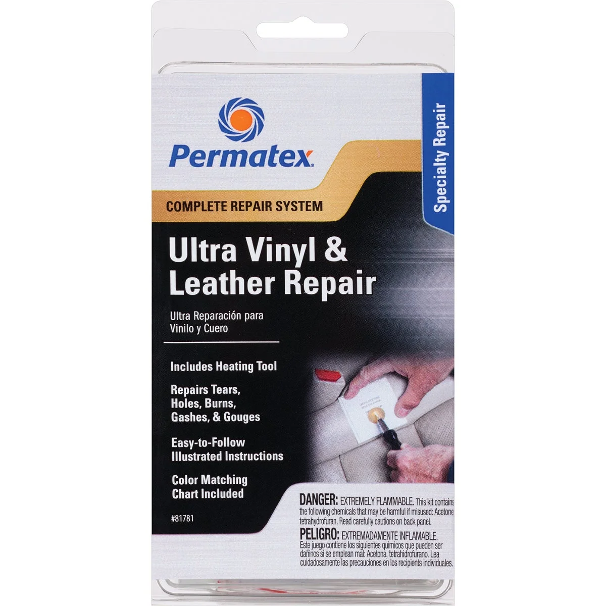 Environmentally Friendly PERMATEX Vinyl and Leather Repair Kit 6-Piece High-Performance