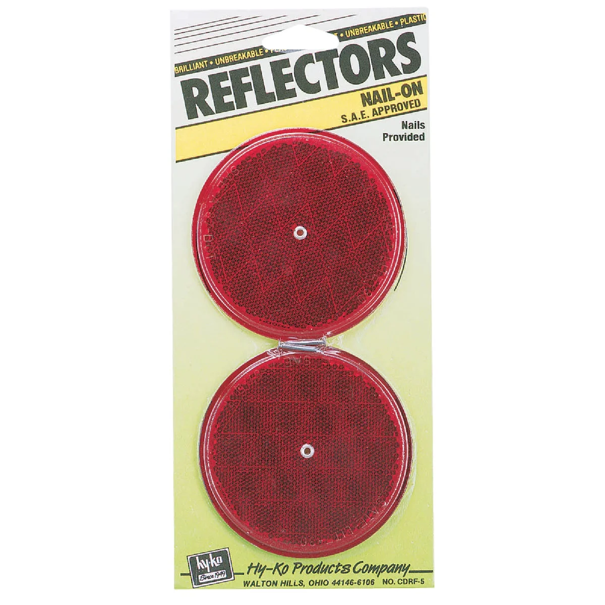 Sophisticated Hy-Ko 3-1 4 In. Dia. Round Red Nail-On Reflector 2-Pack Lightweight