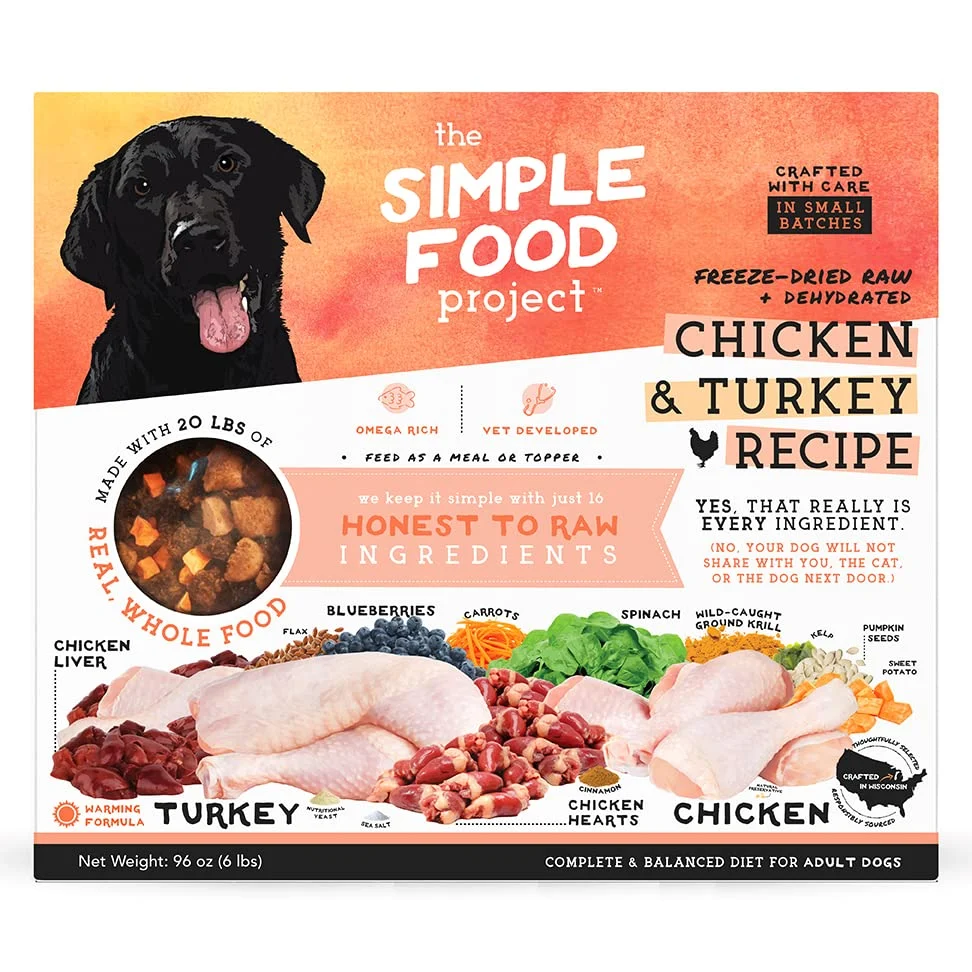 Pure Simple Food Project Chicken Turkey ze-Dried Raw Dog Food – 96oz Contemporary