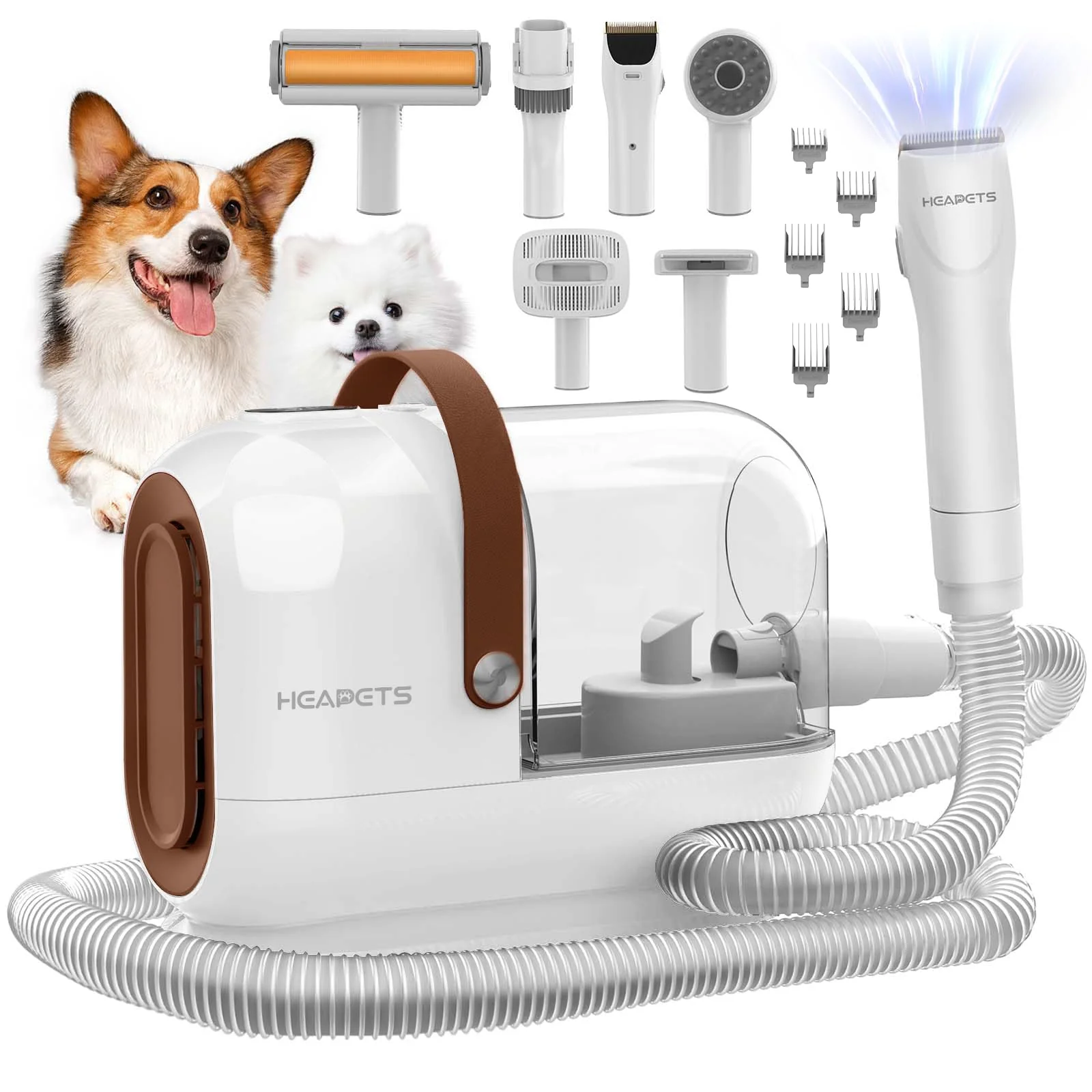 Lightweight HEAPETS Dog Grooming Vacuum Kit - 3L 7 Tools Low-Noise Home Grooming Original