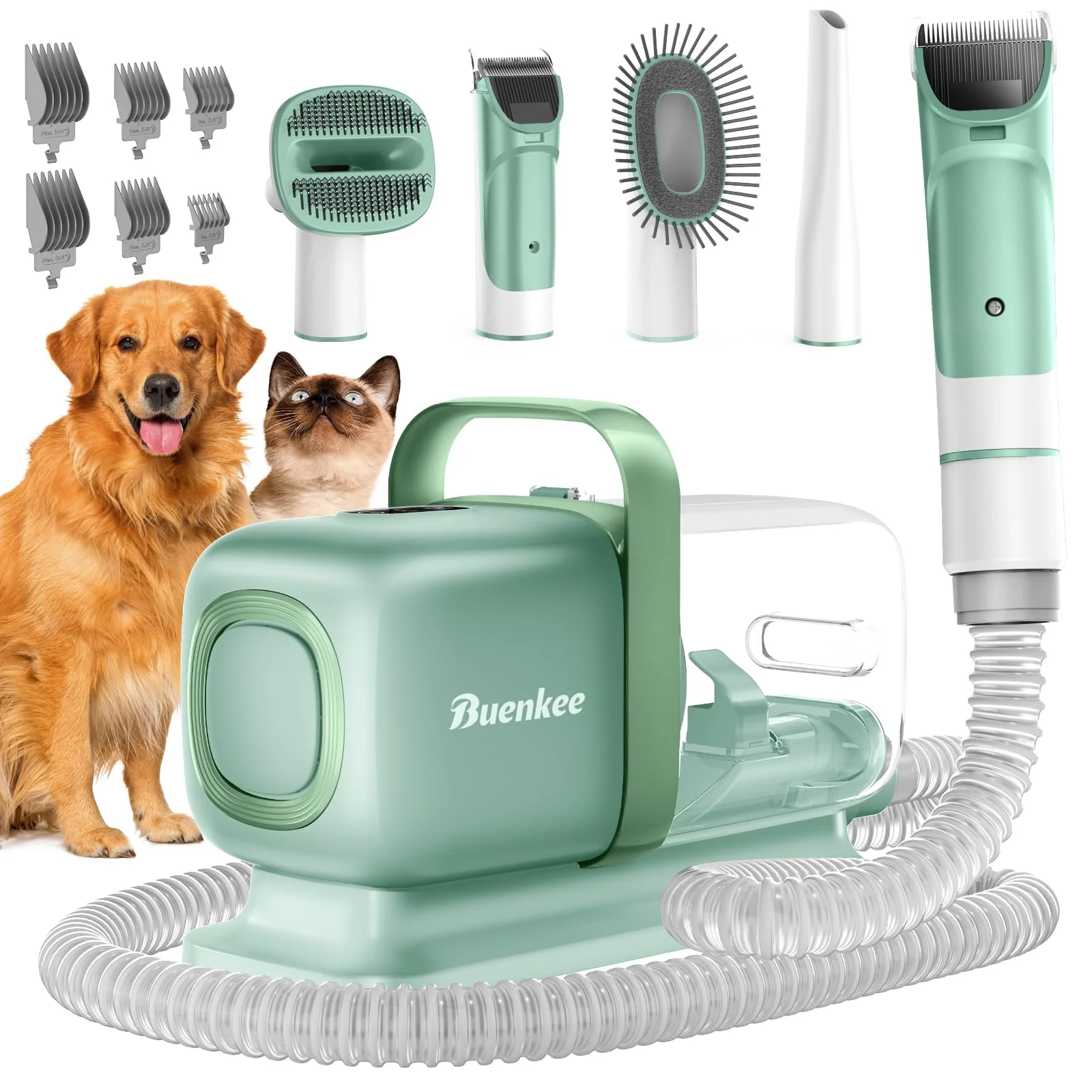 Optimized buenkee Dog Grooming Kit with Vacuum — 15000Pa 50dB 2L Dustbin Environmentally Friendly