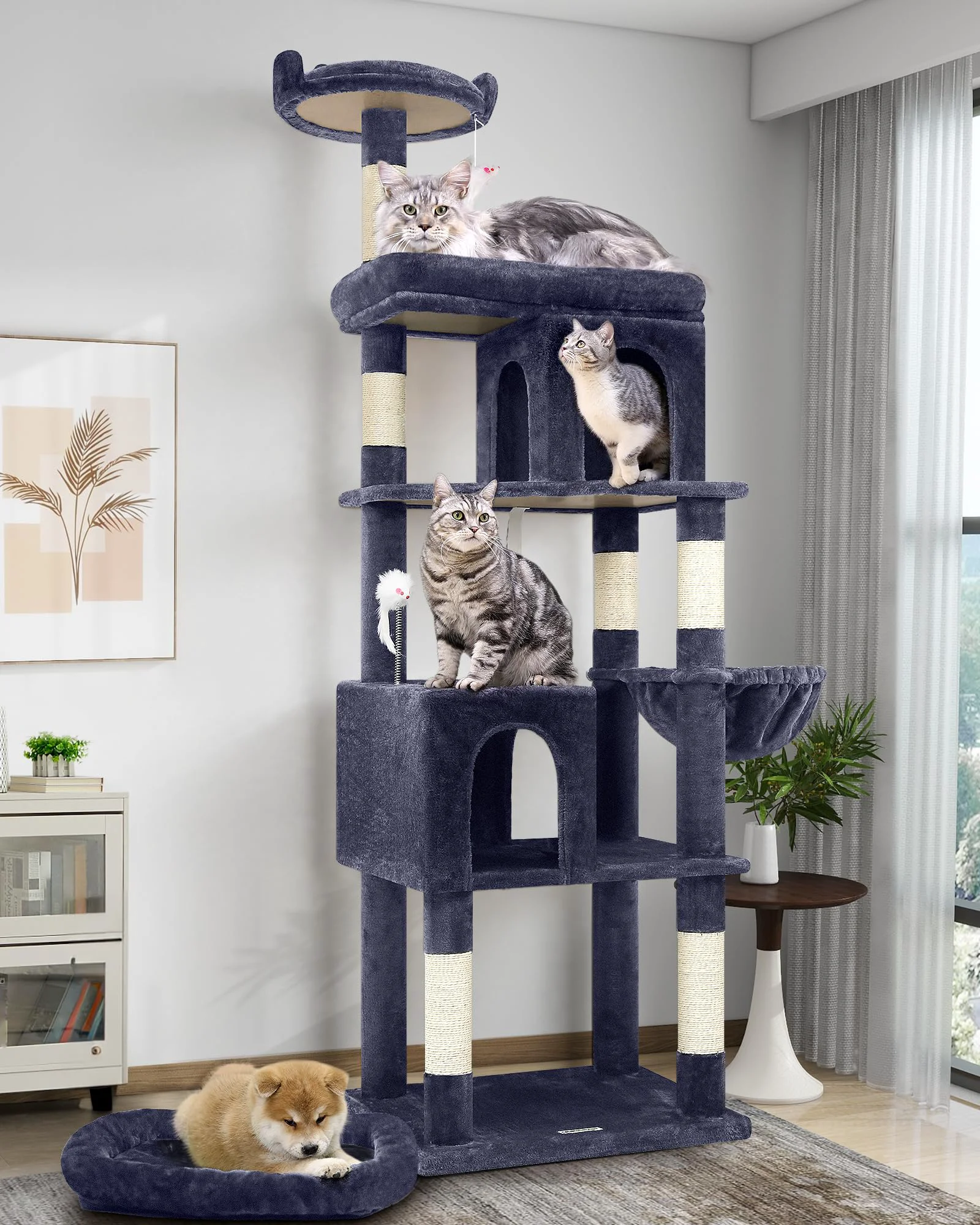 Original Design Globlazer 72in Heavy Duty Cat Tree for Large Cats 20 lbs – Smoky Gray Trendy