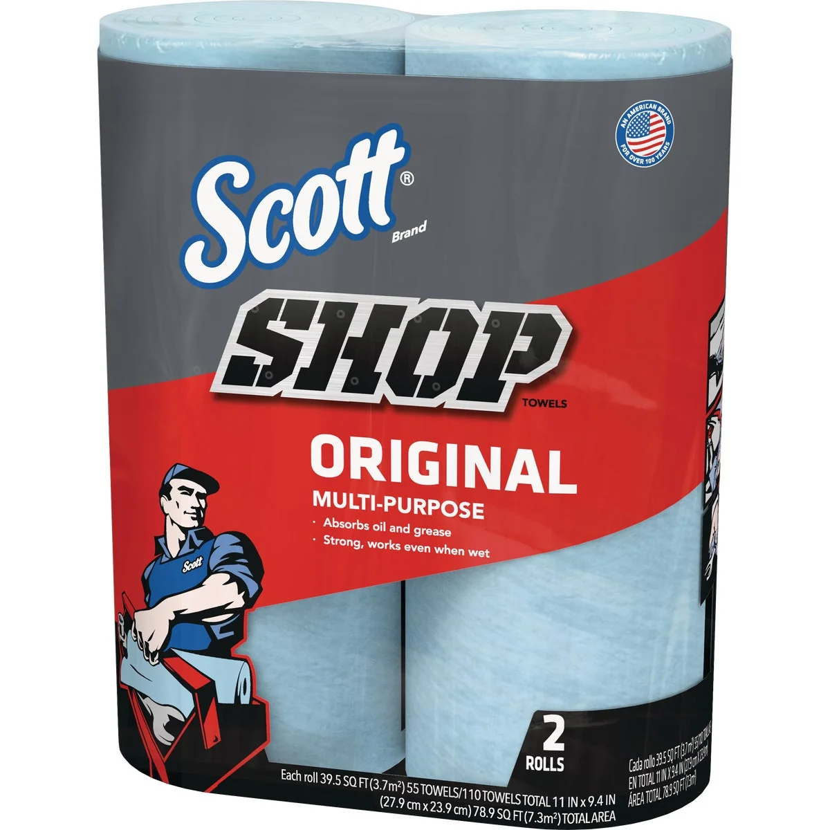 Effective Scott 11 In. W x 9.4 In. L Disposable Shop Towel 2-Roll 110-Sheets Lightweight