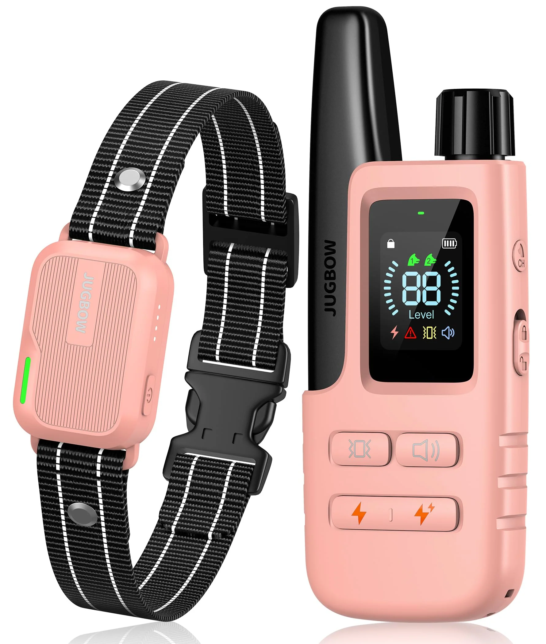 Fast Jugbow Dog Shock Collar — 4200ft Range 4 Training Modes IPX7 Waterproof Pink Advanced