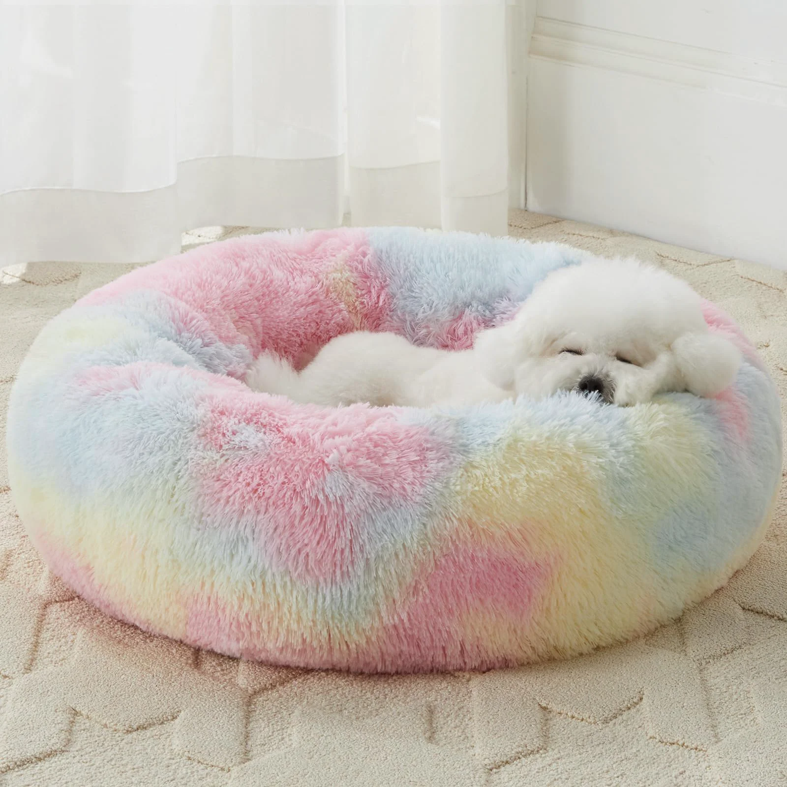 Superior WNPETHOME Donut Dog Bed – Large Anti-Anxiety Calming Round Pet Bed Prestigious