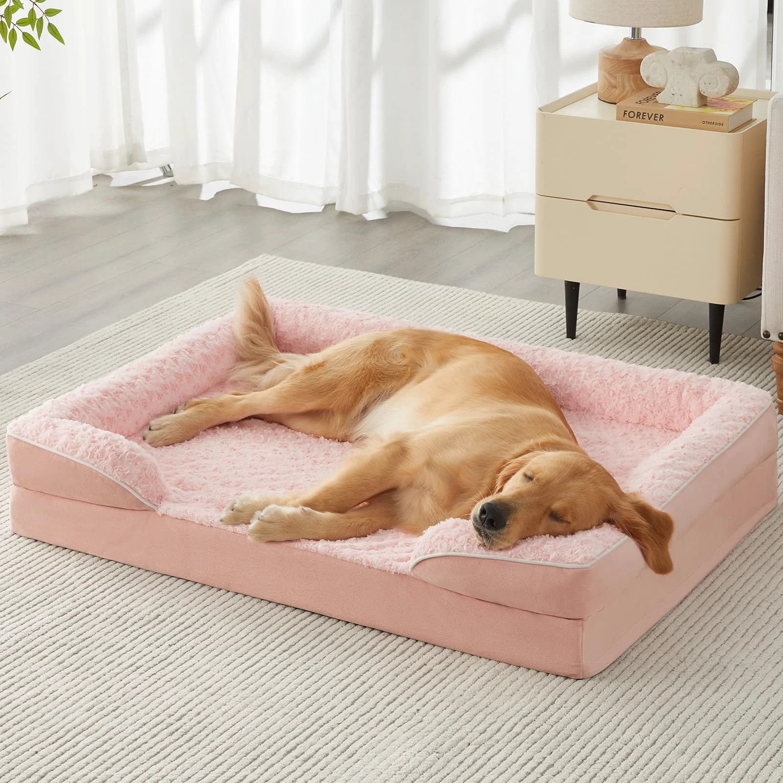 Premium Material WNPETHOME Large Dog Bed – Orthopedic Washable Sofa Bed with Waterproof Lining Non-Skid Bottom Enhanced