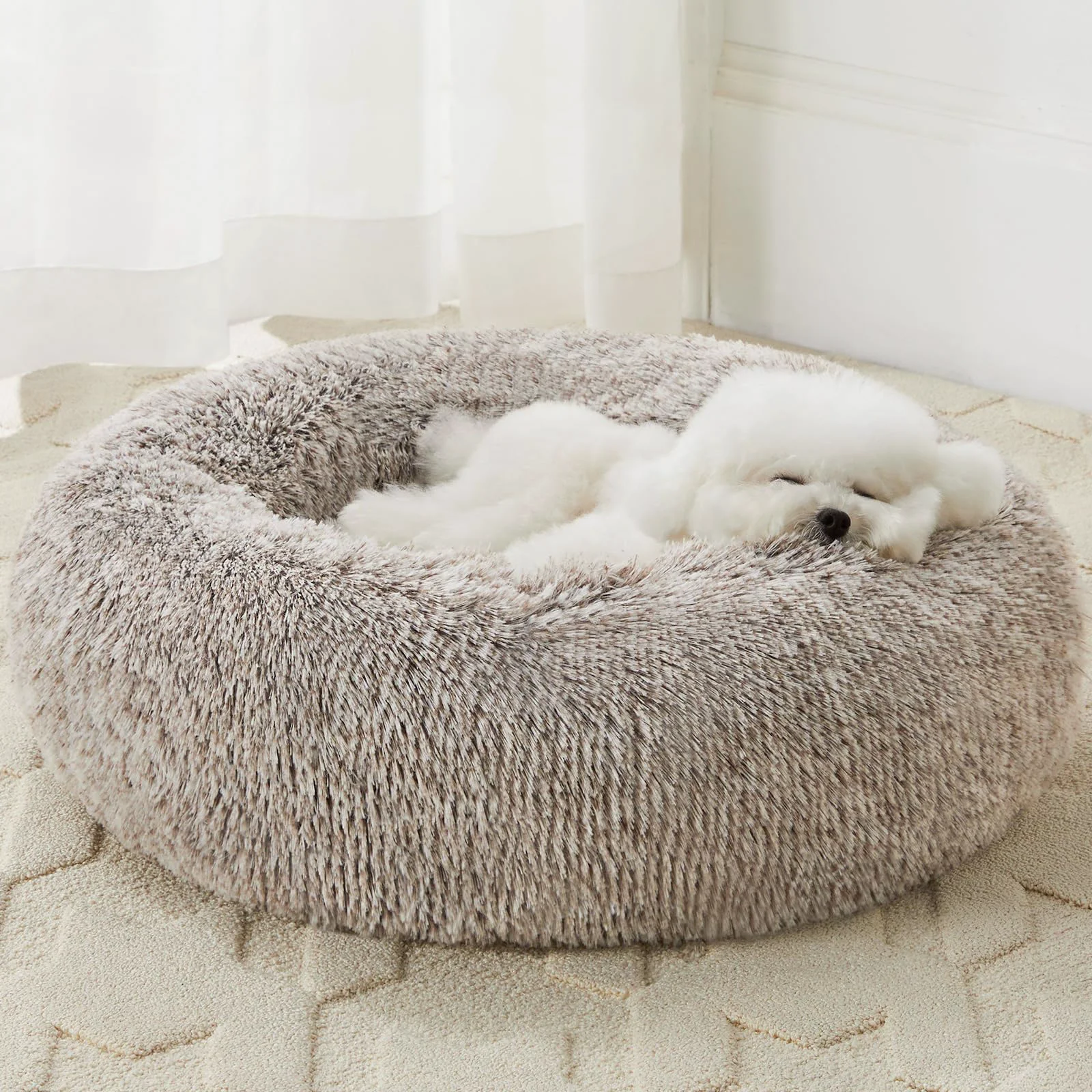 Reliable WNPETHOME Calming Donut Dog Bed for Large Dogs – Plush Faux Fur Cozy Bed Superior