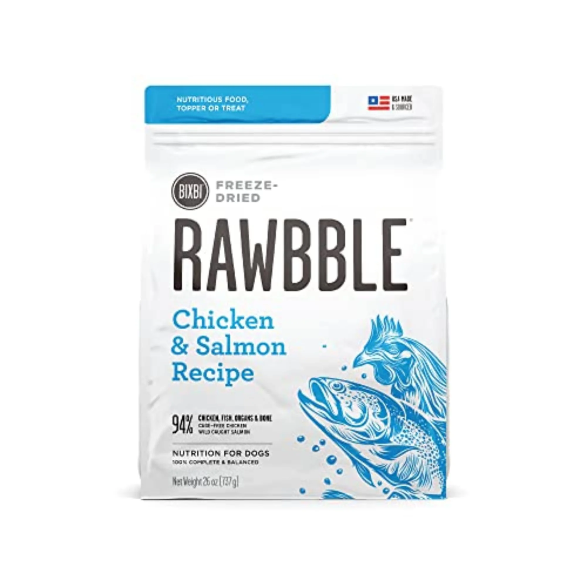 Pure BIXBI Rawbble ze Dried Dog Food – Chicken Salmon 26 oz 94 Meat Organs USA Made Elegant